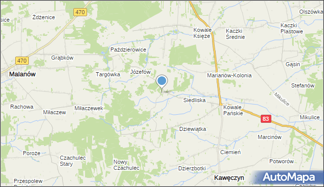 mapa Leśnictwo, Leśnictwo gmina Kawęczyn na mapie Targeo