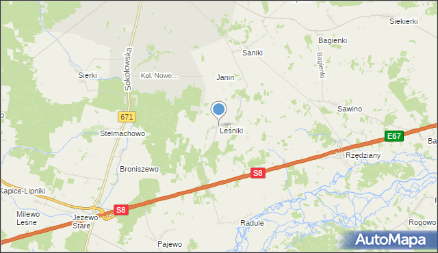 mapa Leśniki, Leśniki gmina Tykocin na mapie Targeo