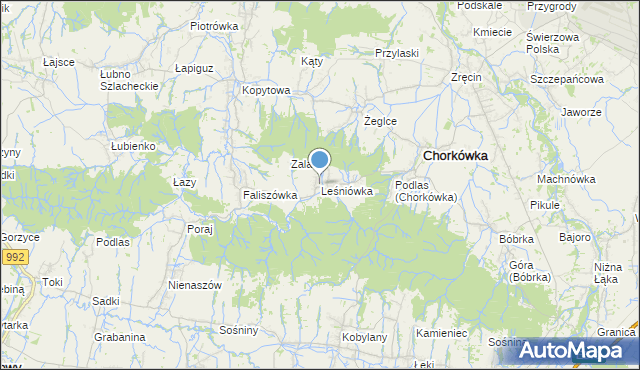 mapa Leśniówka, Leśniówka gmina Chorkówka na mapie Targeo