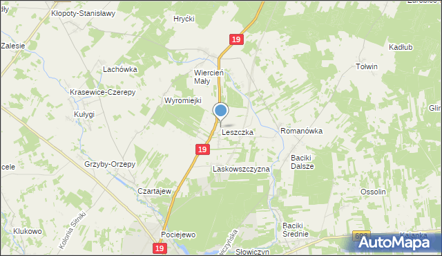 mapa Leszczka, Leszczka na mapie Targeo