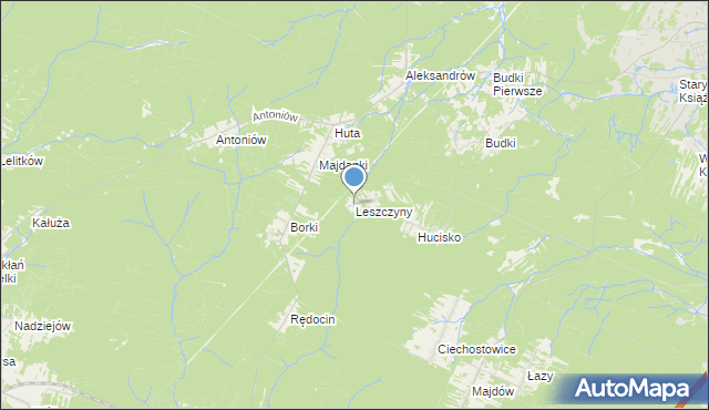 mapa Leszczyny, Leszczyny gmina Chlewiska na mapie Targeo