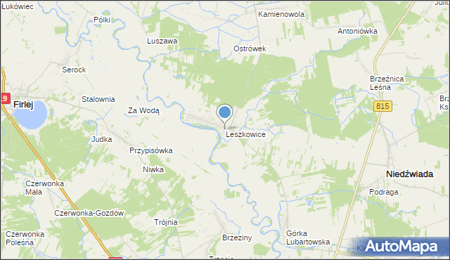 mapa Leszkowice, Leszkowice gmina Ostrówek na mapie Targeo