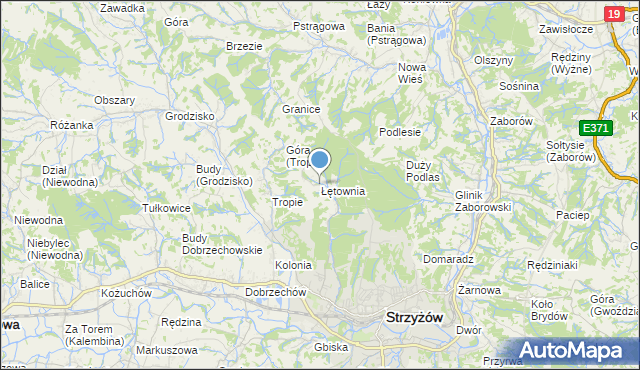 mapa Łętownia, Łętownia gmina Strzyżów na mapie Targeo