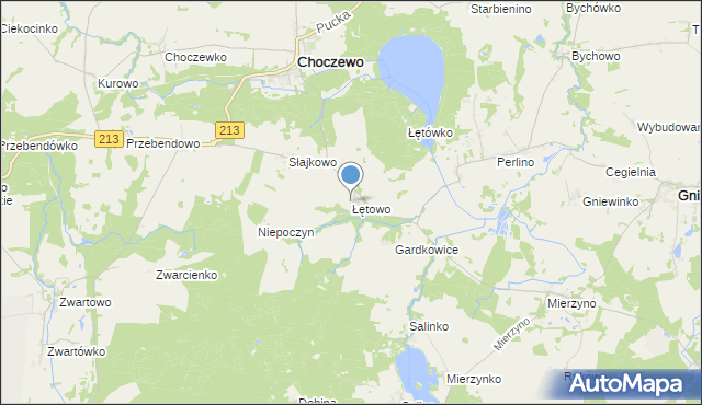 mapa Łętowo, Łętowo gmina Choczewo na mapie Targeo