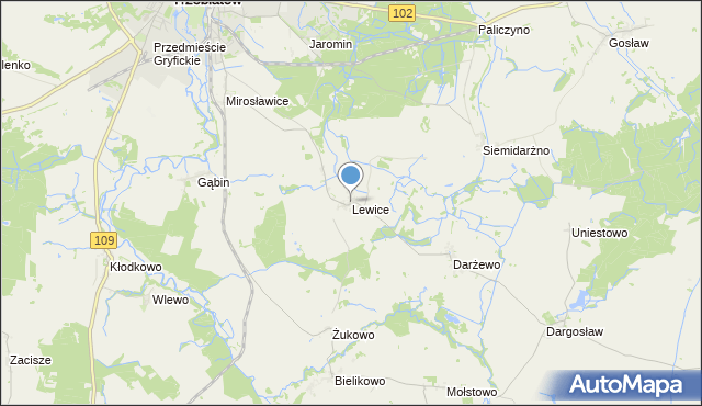 mapa Lewice, Lewice gmina Trzebiatów na mapie Targeo