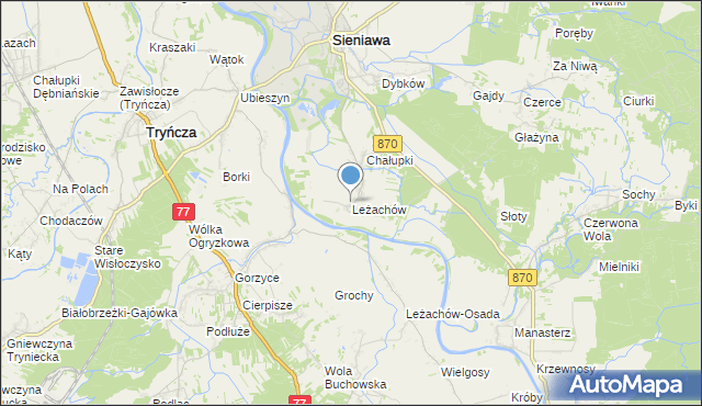 mapa Leżachów, Leżachów na mapie Targeo