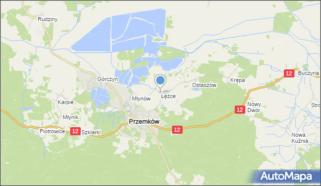 mapa Łężce, Łężce gmina Przemków na mapie Targeo