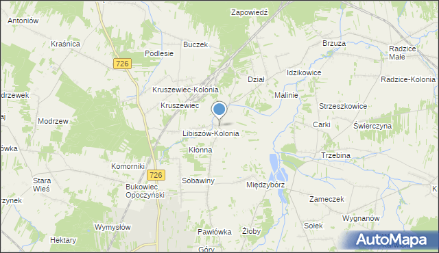 mapa Libiszów, Libiszów gmina Opoczno na mapie Targeo