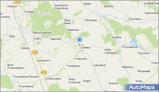mapa Lichawa, Lichawa gmina Szadek na mapie Targeo