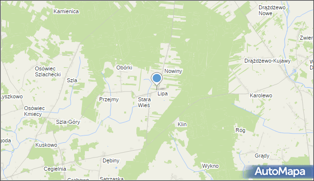 mapa Lipa, Lipa gmina Jednorożec na mapie Targeo