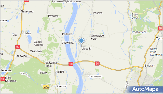 mapa Lipianki, Lipianki gmina Kwidzyn na mapie Targeo