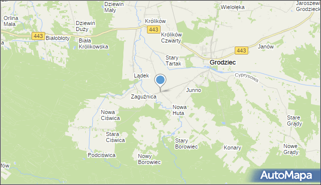 mapa Lipice, Lipice gmina Grodziec na mapie Targeo