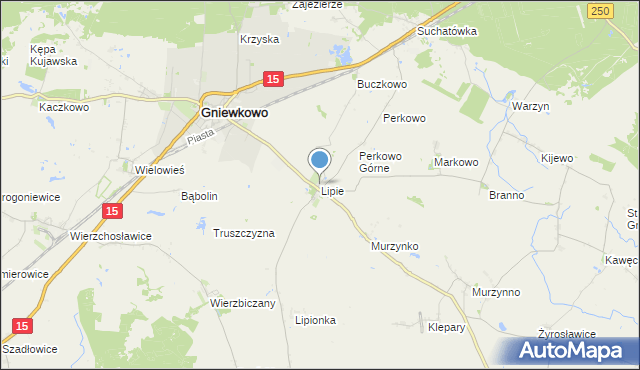 mapa Lipie, Lipie gmina Gniewkowo na mapie Targeo