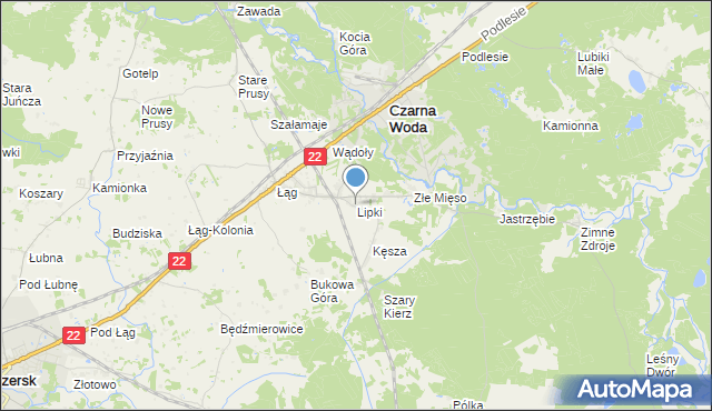 mapa Lipki, Lipki gmina Czersk na mapie Targeo