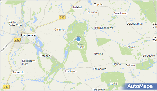 mapa Lipki, Lipki gmina Łobżenica na mapie Targeo