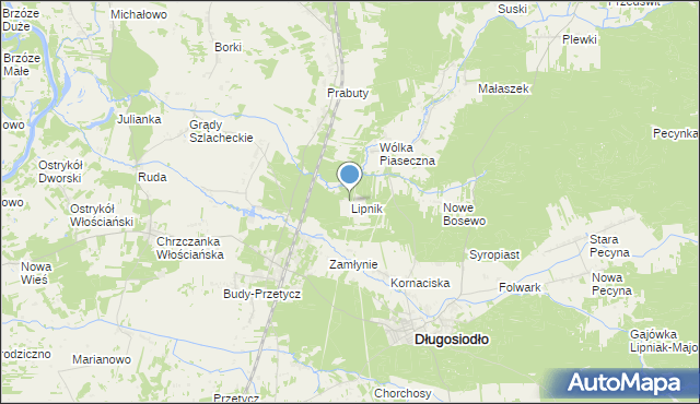 mapa Lipnik, Lipnik gmina Długosiodło na mapie Targeo