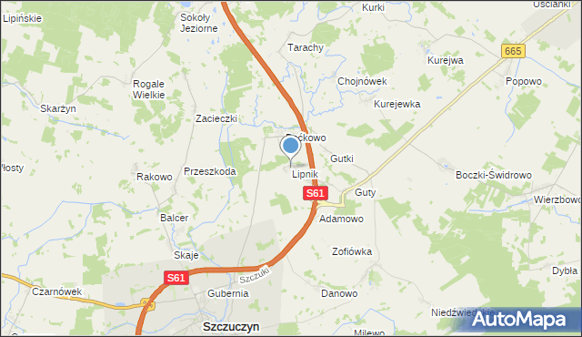 mapa Lipnik, Lipnik gmina Szczuczyn na mapie Targeo