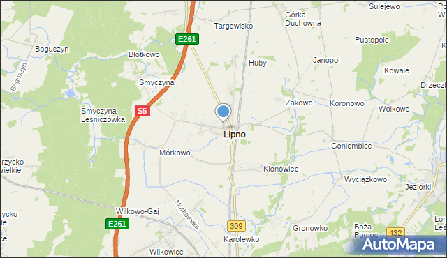 mapa Lipno, Lipno powiat leszczyński na mapie Targeo