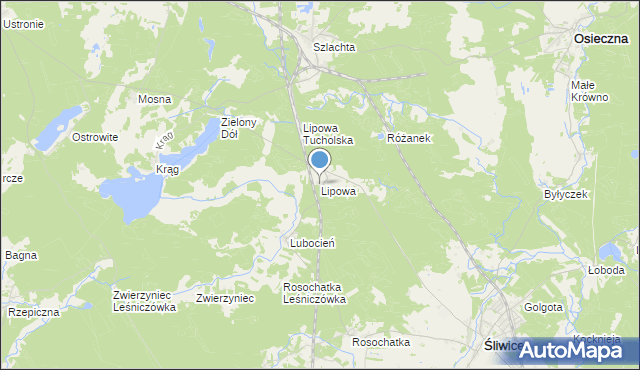 mapa Lipowa, Lipowa gmina Śliwice na mapie Targeo