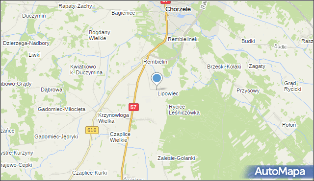mapa Lipowiec, Lipowiec gmina Chorzele na mapie Targeo