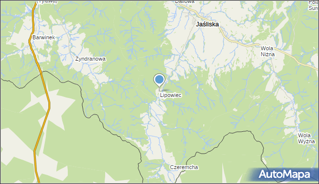 mapa Lipowiec, Lipowiec gmina Jaśliska na mapie Targeo