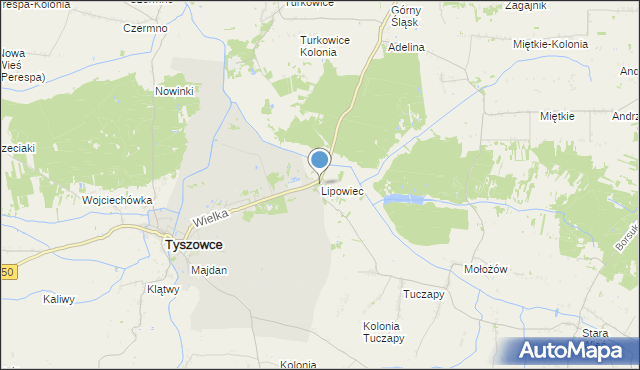 mapa Lipowiec, Lipowiec gmina Tyszowce na mapie Targeo