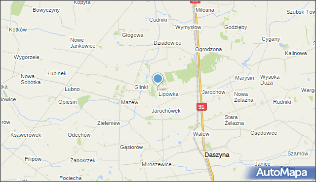 mapa Lipówka, Lipówka gmina Daszyna na mapie Targeo