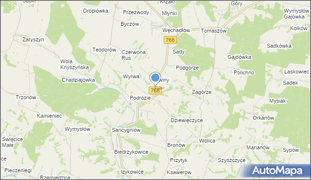 mapa Lipówka, Lipówka gmina Działoszyce na mapie Targeo