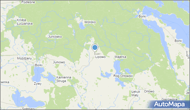 mapa Lipowo, Lipowo gmina Kruklanki na mapie Targeo