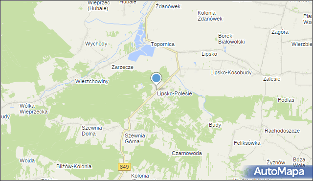 mapa Lipsko-Polesie, Lipsko-Polesie na mapie Targeo