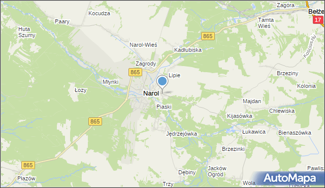 mapa Lipsko, Lipsko gmina Narol na mapie Targeo