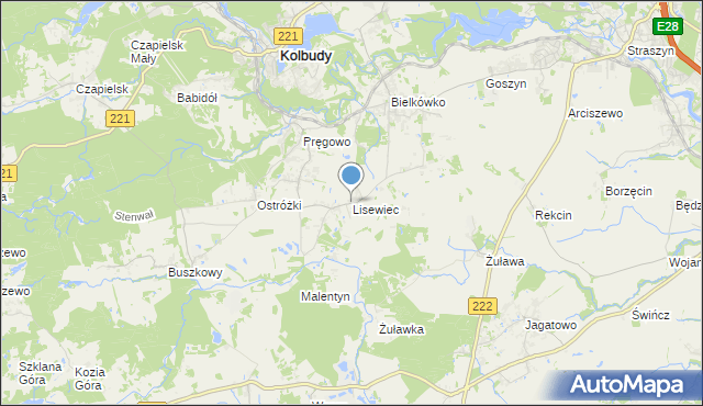 mapa Lisewiec, Lisewiec na mapie Targeo