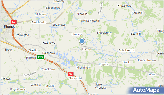 mapa Lisewo, Lisewo gmina Płońsk na mapie Targeo