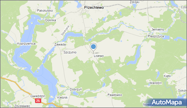 mapa Lisewo, Lisewo gmina Przechlewo na mapie Targeo