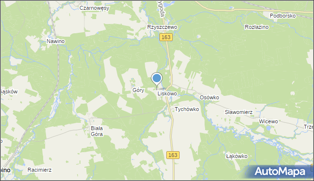 mapa Liskowo, Liskowo gmina Białogard na mapie Targeo