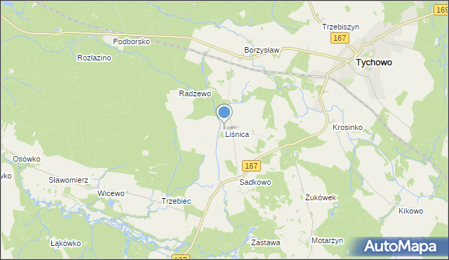 mapa Liśnica, Liśnica na mapie Targeo