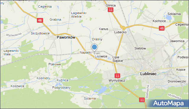 mapa Lisowice, Lisowice gmina Pawonków na mapie Targeo