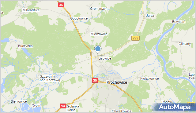 mapa Lisowice, Lisowice gmina Prochowice na mapie Targeo