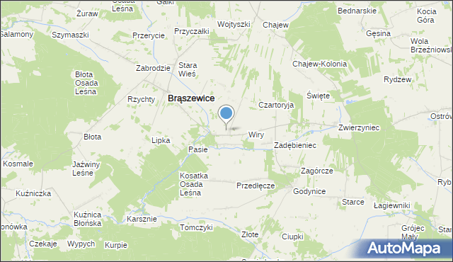 mapa Lisy, Lisy gmina Brąszewice na mapie Targeo