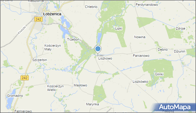 mapa Liszkowo, Liszkowo gmina Łobżenica na mapie Targeo