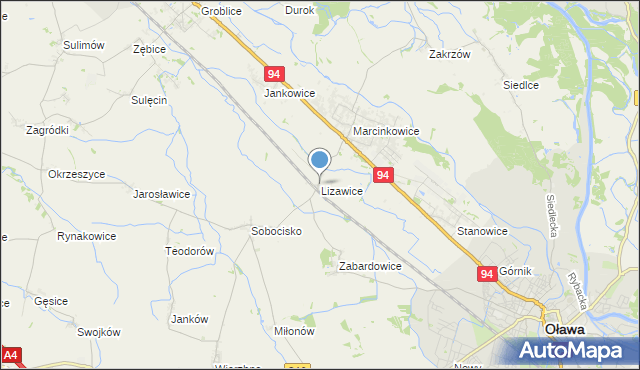 mapa Lizawice, Lizawice na mapie Targeo