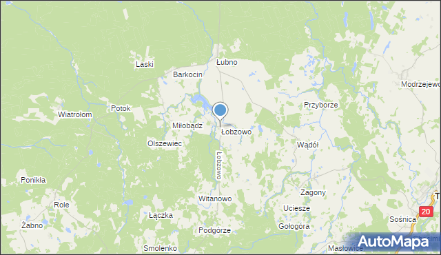 mapa Łobzowo, Łobzowo gmina Kołczygłowy na mapie Targeo
