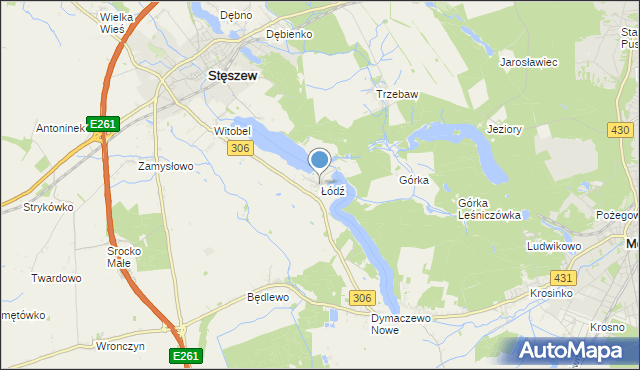 mapa Łodzi, Łódź gmina Stęszew na mapie Targeo