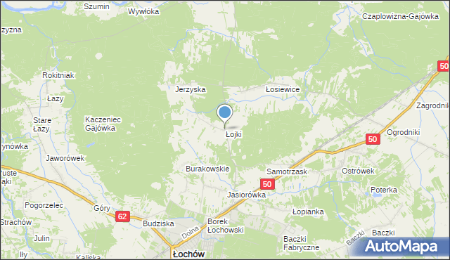 mapa Łojki, Łojki gmina Łochów na mapie Targeo