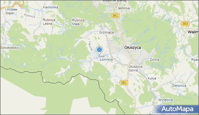 mapa Łomnica, Łomnica gmina Głuszyca na mapie Targeo