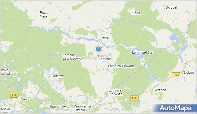 mapa Łomnica, Łomnica gmina Trzcianka na mapie Targeo