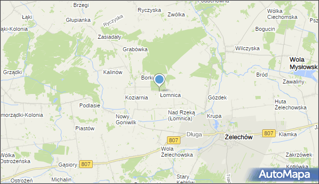 mapa Łomnica, Łomnica gmina Żelechów na mapie Targeo
