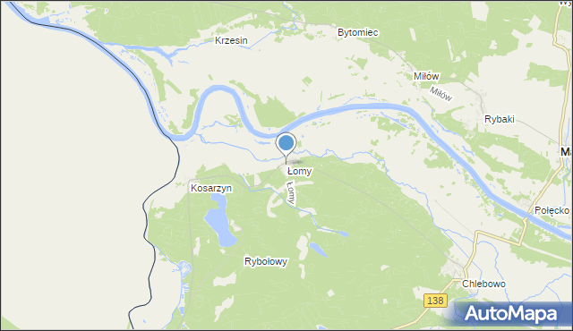 mapa Łomy, Łomy gmina Gubin na mapie Targeo