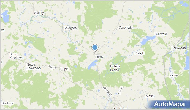 mapa Łomy, Łomy gmina Jonkowo na mapie Targeo