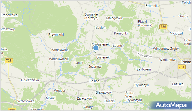 mapa Łosienek, Łosienek na mapie Targeo